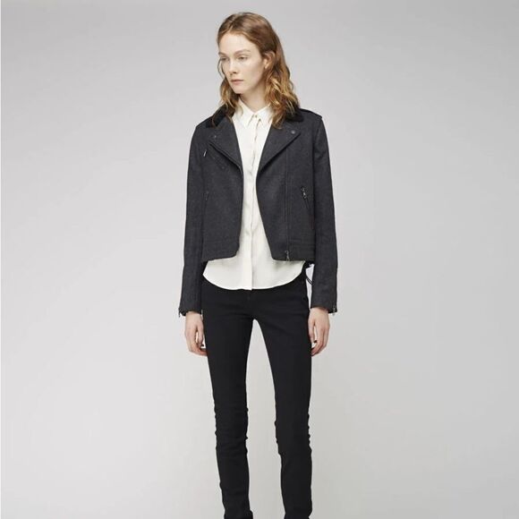 RAG & BONE Bowery Jacket Wool Shearling 0 - Picture 3 of 13